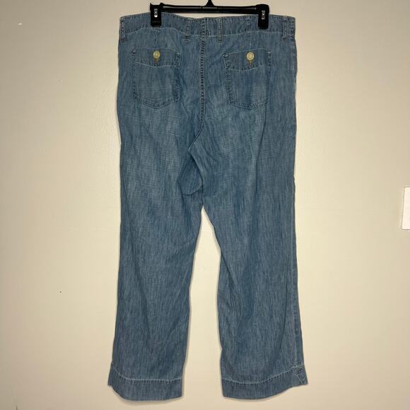 GAP Women's Drawstring Wide Leg Jeans Size 16 Blue Denim Casual Coastal Preppy - Picture 4 of 8